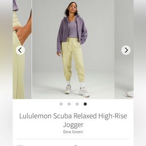 Lululemon Scuba Relaxed High-Rise Jogger Dew Green Size 10
